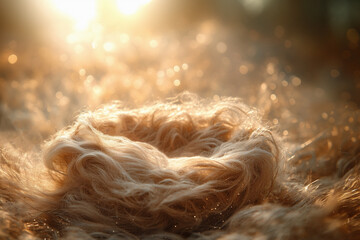 Digital backdrop for newborn, Basket with fur, bokeh, floral backdrop, Composite, Overlay for Photoshop