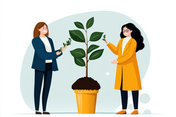 Planting ceremony with community participation and two women