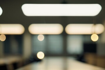 Blurred office lights. Abstract bokeh image of office lights, conveying a sense of calm and quiet productivity.  Perfect for corporate themes.