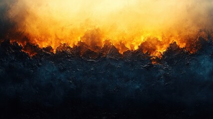 Fototapeta premium Dramatic Fire and Smoke Landscape with Fiery Orange Glow at Dusk