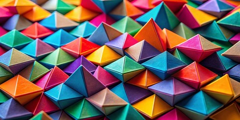 Vibrant Macro Photography of Extreme Colorful Flat Background Featuring Geometric Triangle Shapes for Creative Design and Artistic Exploration