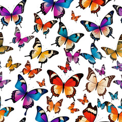 Flying Butterflies Isolated on White Background – Colorful Cutout Design