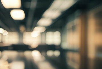 Blurred office corridor. Abstract office hallway image conveying movement, transition, and a sense of anonymity.