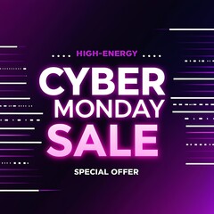 Obraz premium Cyber Monday Sale Announcement High Energy Special Offer