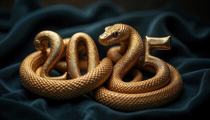 Fototapeta premium Golden Snake Coiled Around 