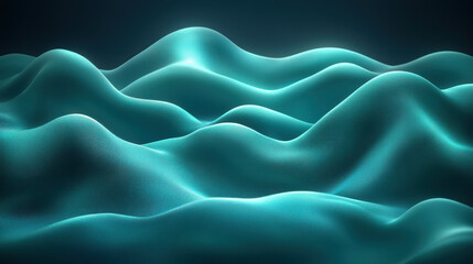 Obraz premium Smooth teal waves create serene and calming abstract background, perfect for various design projects. gentle curves evoke sense of tranquility and depth