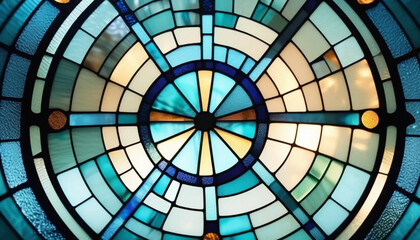 Naklejka premium Blue stained glass as a background. 