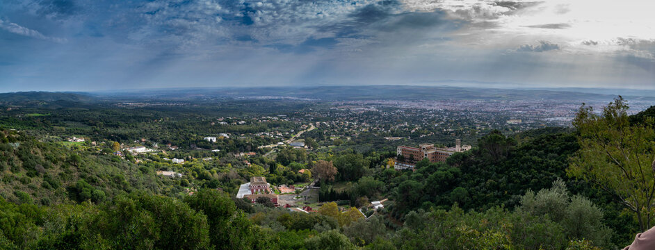 Panoramic View of the Countryside and Cityscape