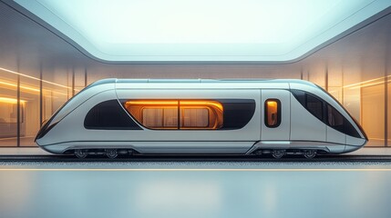 Fototapeta premium Futuristic Train Design in Modern Station with Sleek Lines and Ambient Lighting