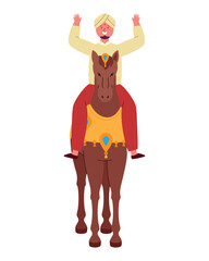indian man riding hindu horse