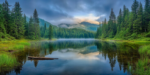 Fototapeta premium Serene mountain lake landscape
