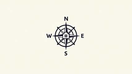 Sign with arrows pointing to the property. A compass rose design featuring a house at its center, indicating cardinal directions: North, South, East, and West.