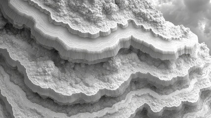 Intricate grey waves of macro agate structure create stunning visual effect, showcasing layered textures and patterns that evoke sense of natural beauty and depth