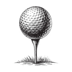 Golf Ball on Tee sketch hand dawn drawing vector illustration