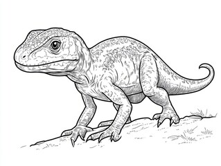 Fototapeta premium A detailed illustration of a prehistoric reptile-like creature, showcasing its distinct features and texture in a natural setting.
