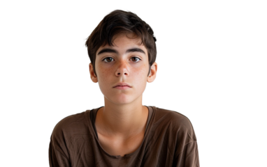 Person with a Dull Expression and Drooped Shoulders Isolated on Transparent Background PNG.
