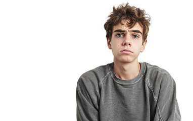 Fototapeta premium Person with a Vacant Stare and Sagging Shoulders Isolated on Transparent Background PNG.