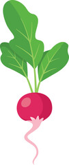 A cartoon drawing of a radish with a stem