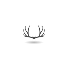 Silhouette of deer antler icon with shadow