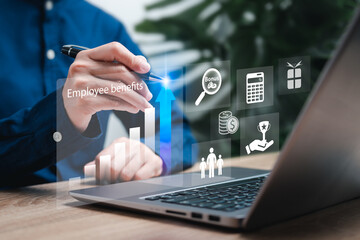 Employee benefits Compensation Strategy concept, Businesswomen benefits grown-up management...