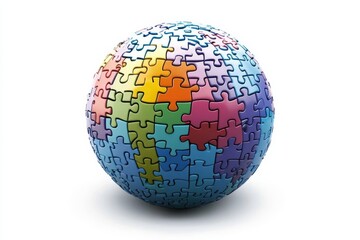Obraz premium 3d puzzle pieces coming together to create a protective sphere representing teamwork and unity
