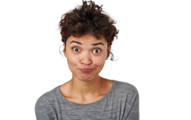Smirking Person with Raised Eyebrow Isolated on Transparent Background PNG.