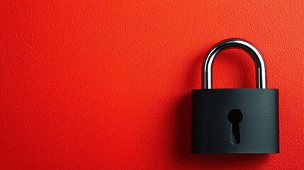 A black padlock against a vibrant red background, symbolizing security and protection.