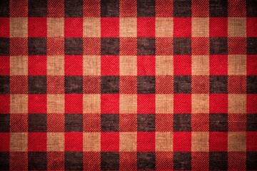 Vintage Firebrick Gingham Pattern in Textured Red and Black Plaid for Retro Tablecloth, Featuring Light Red and Black Buffalo Check Flannel Design in a Timeless Style