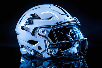 Pearl white football helmet on seamless background.