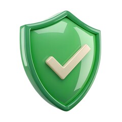 Green shield icon with a white checkmark symbolizing security and protection on a plain background.