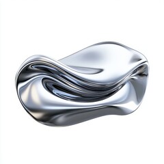 Smooth Metallic Abstract Sculpture with Flowing Curves and Shine