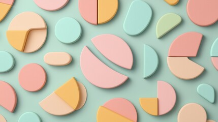 Obraz premium Colorful Geometric Shapes on Soft Background for Creative Design