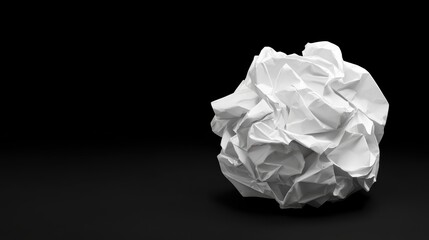 Crumpled White Paper Ball on Dark Background for Creative Concepts