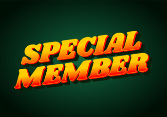 Special member. Text effect in modern colors with 3D effect look