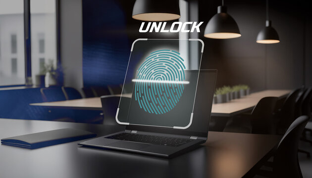 Biometric scan fingerprint. Identity approval secure online access. Cyber security internet concept - Powered by Adobe
