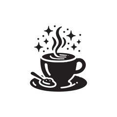 Hot coffee chocolate vector icon symbol design illustration.