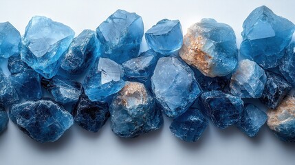 Decorative aquamarine stones arranged on a white background perfect for various design projects and text insertion