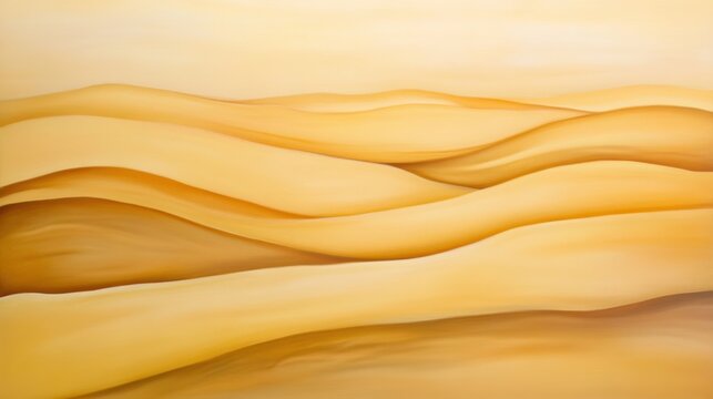 Soft, flowing waves in warm golden, amber, and beige tones merge into smooth gradients, evoking the serene beauty of desert dunes at sunset, with gentle curves and a tranquil atmosphere.
