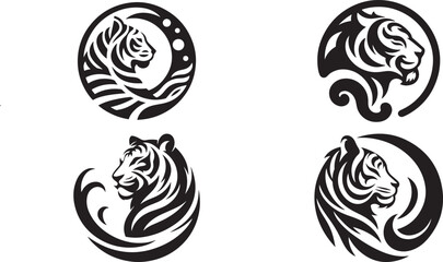 set of black and white vector