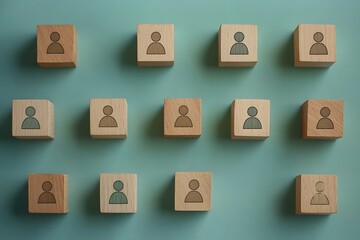 Fototapeta premium Pastel Green Minimalist Diversity Blocks Corporate Team Representation