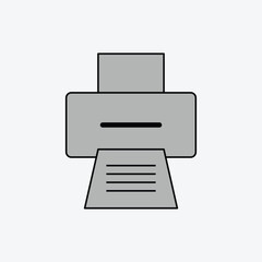 Grey Printer icon vector. Office paper business work printing machine illustration. Print documents technology symbol. Eps file 29.