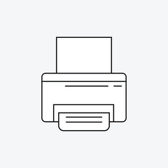 Printer flat icon symbol. Printer icon vector illustration graphic design. Outline ink printer vector icon for web design isolated on grey background. Eps file 30.