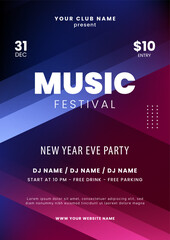 Music festival flyer layout design. Musical event poster background. Live music, party invitation. Vector illustration