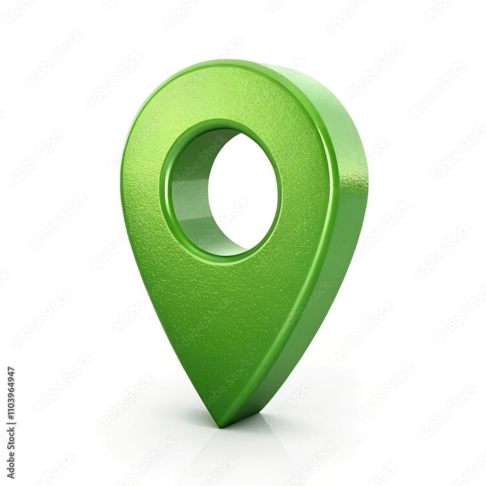 Poster green 3d location pin icon symbolizing navigation and positioning on digital maps.
