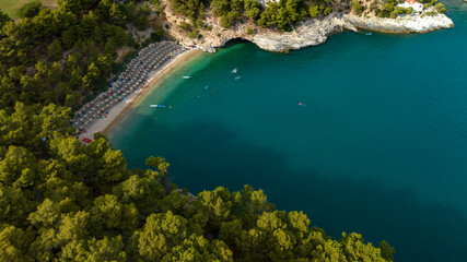 Aerial view of Pugnochiuso beach. It is a beautiful bay in Puglia, Italy. It is a tourist...
