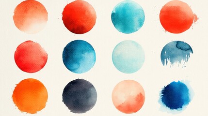 Pastel Circle Collection, vibrant abstract watercolor circles, hand-painted round elements in a harmonious blend of mixed pastel colors, perfect for creative projects and designs.