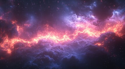 Vibrant cosmic clouds illuminated by swirling colors in deep space night