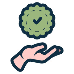 Obraz premium hand holding genuine badge icon