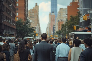 Rush Hour Shadows Businessman Walking City Street