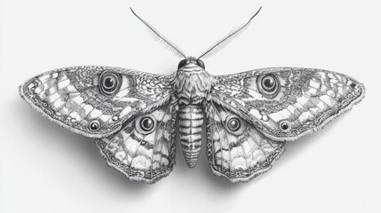 Obraz premium Detailed Pen Drawing of a Moth with Intricate Wings